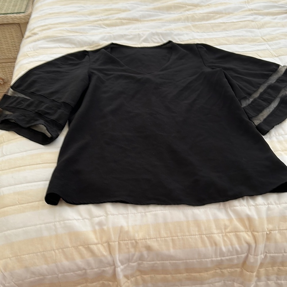 3/4 sleeve black womens top